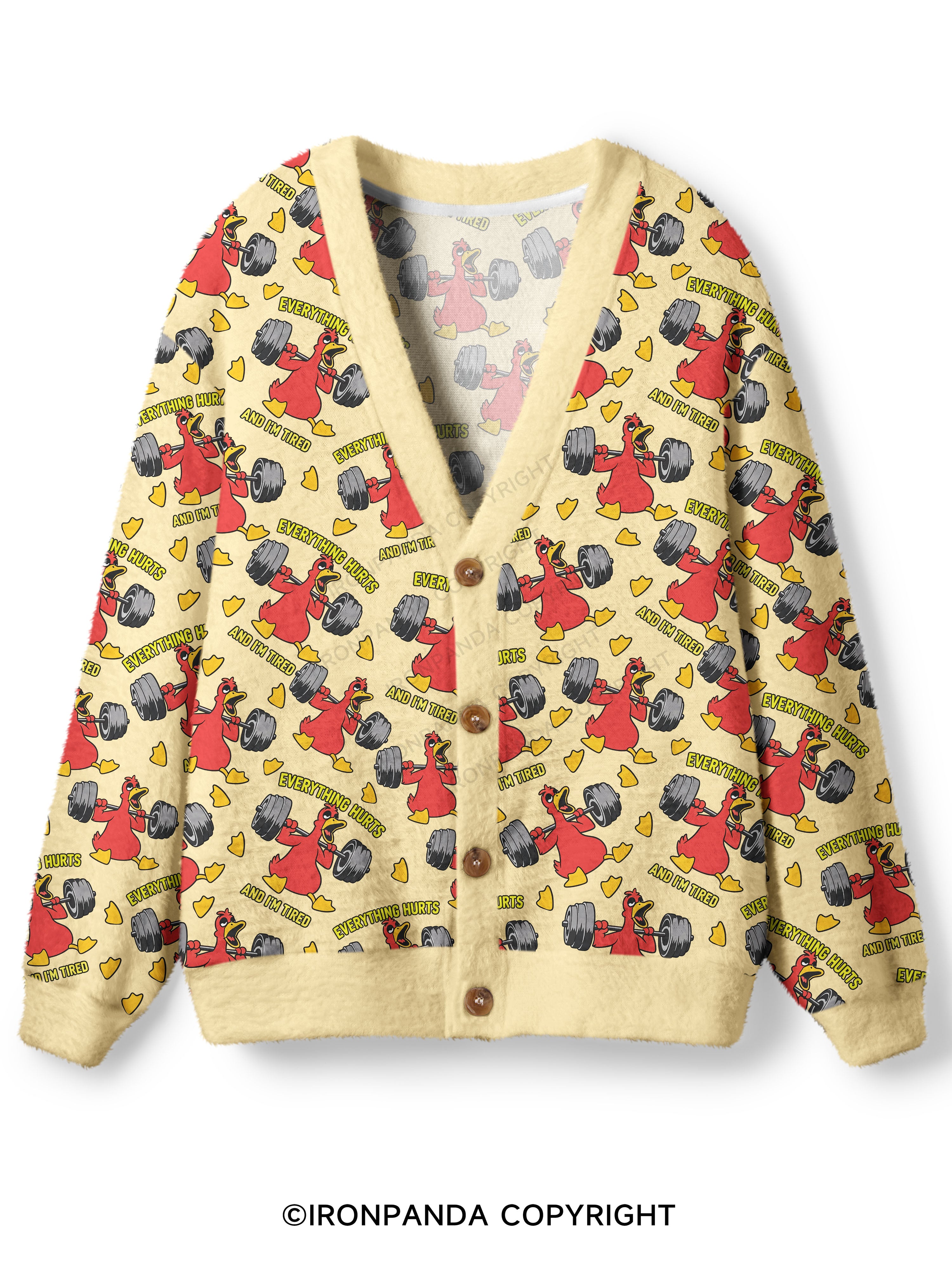 Everthing Hurts And I'm Tired Weightlifting Duck Ugly Cardigan Sweater