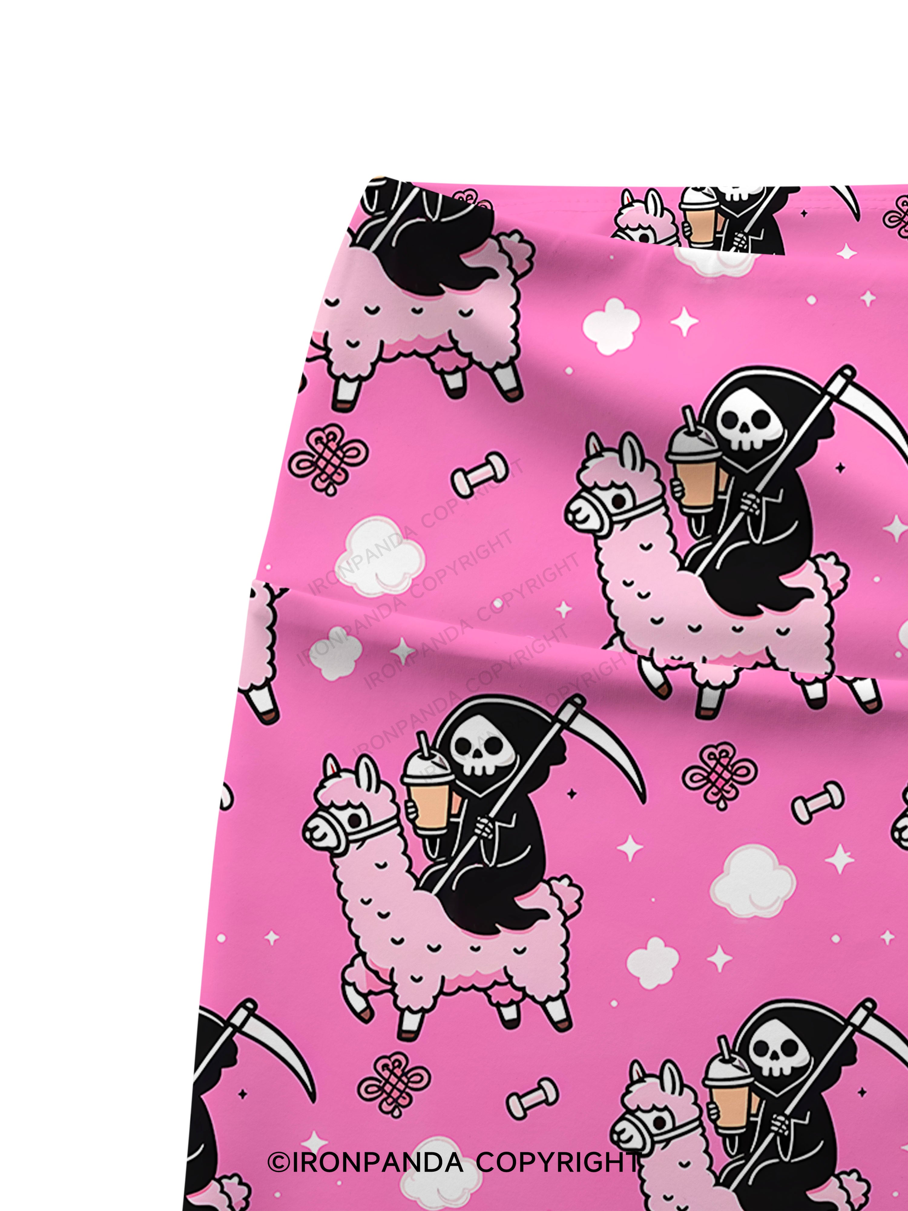 Spooky Cute Alpaca Gym Printed Yoga Cycling Shorts