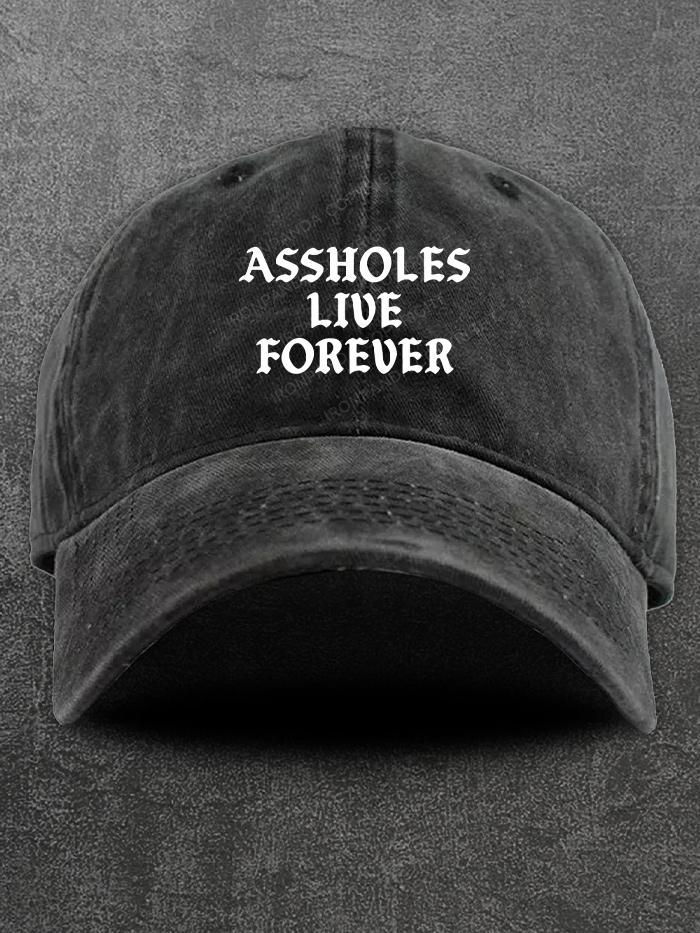 Assholes Live Forever Washed Gym Cap