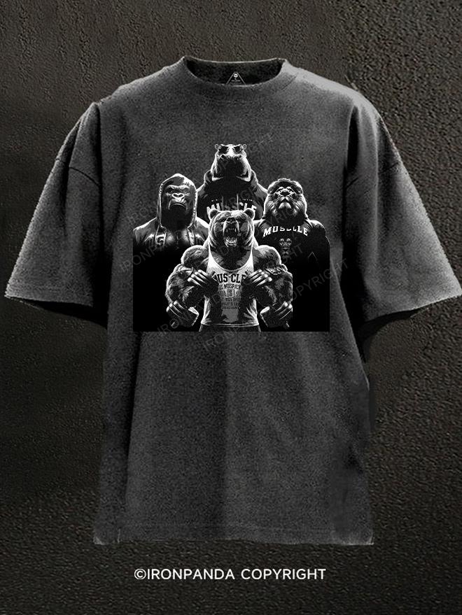 muscle animals gym Washed Gym Shirt