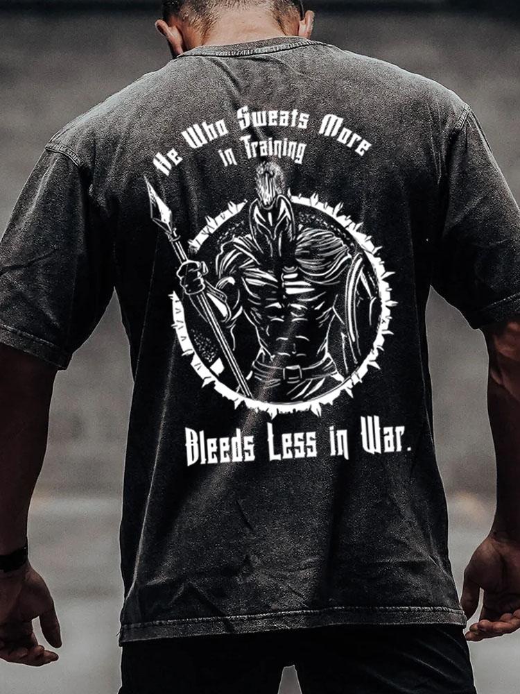 sweat more in training back printed Washed Gym Shirt