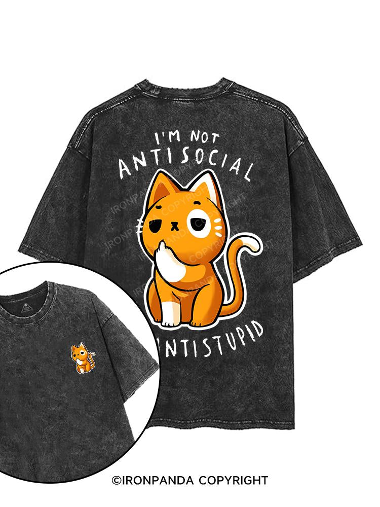 I'M NOT ANTISOCIAL I'M ANTISTUPID printed Gym Shirt