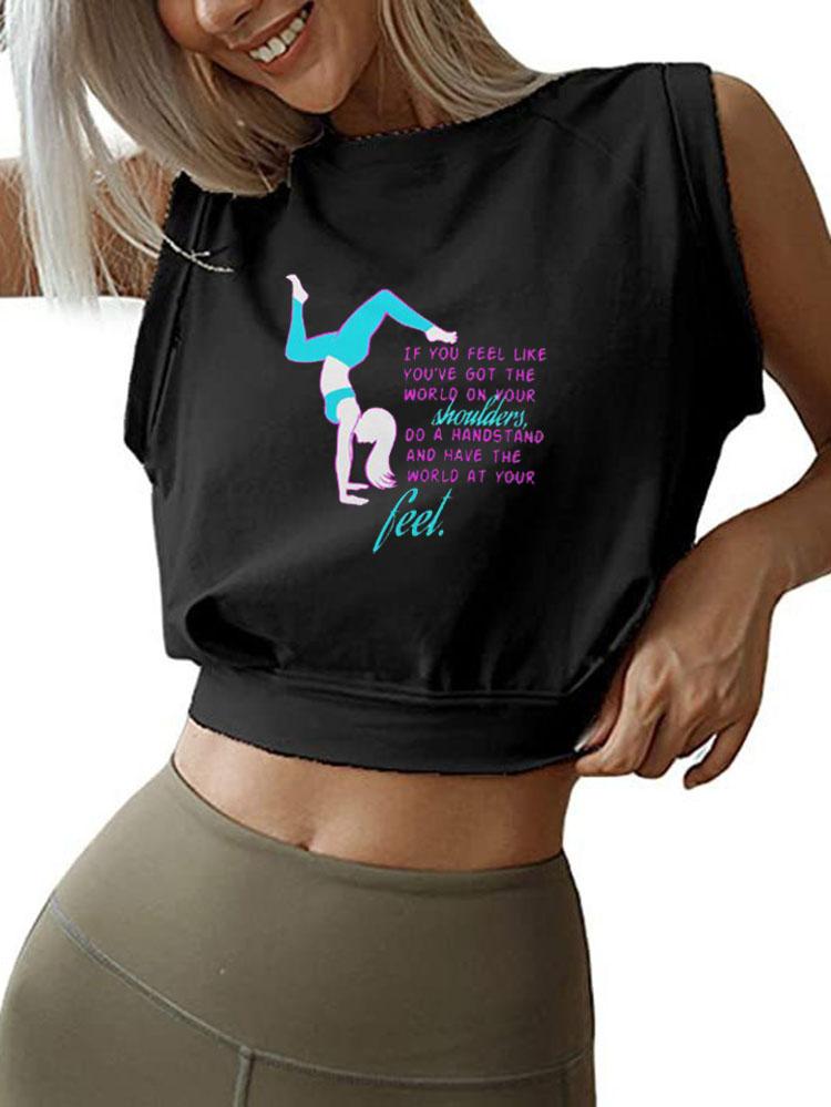 HAND STAND  SLEEVELESS CROP TOPS