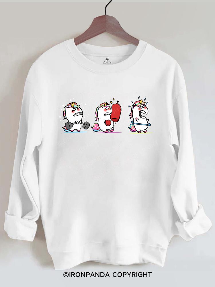 Cute unicorn workout team Gym Sweatshirt