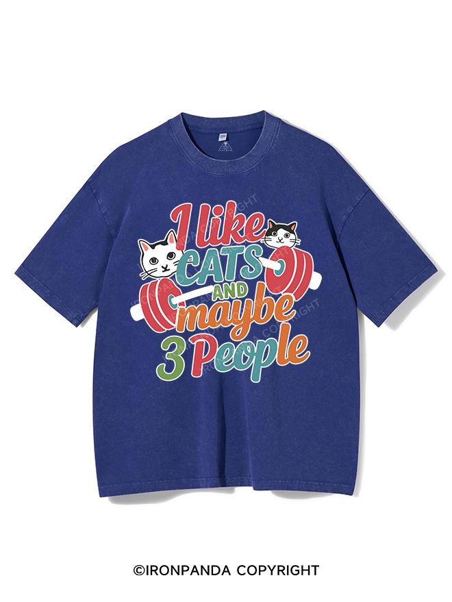 I LIKE CATS AND MAYBE 3 PEOPLE VINTAGE GYM SHIRT