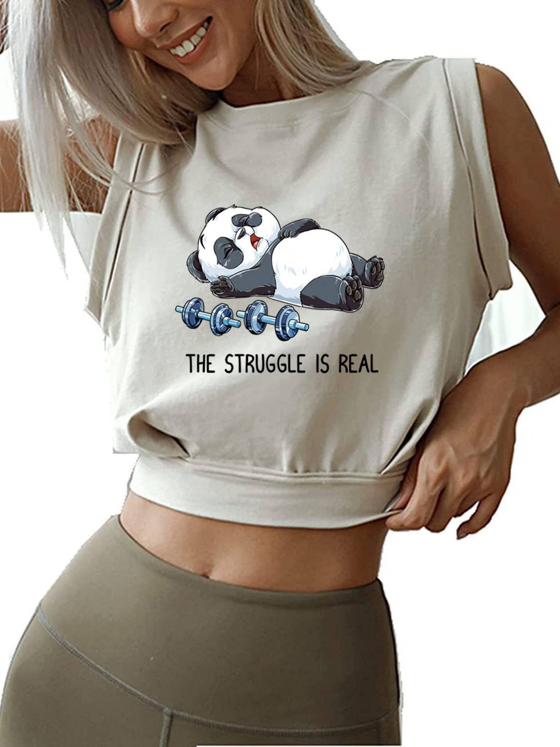 THE STRUGGEL IS REAL SLEEVELESS CROP TOPS