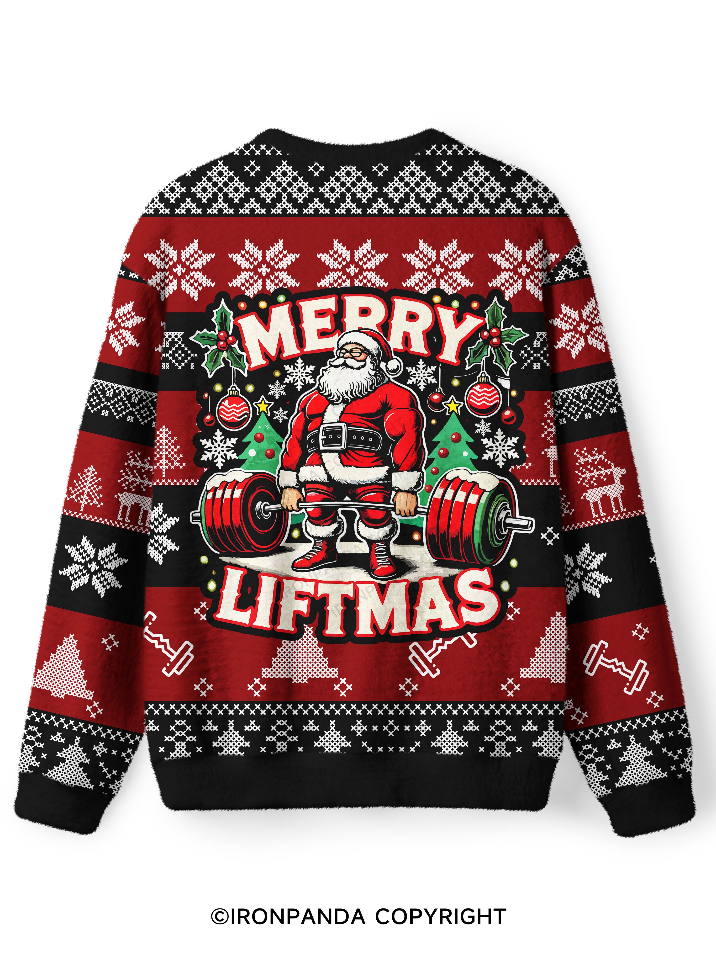 Merry Liftmas Ugly Fuzzy Fleece Sweater