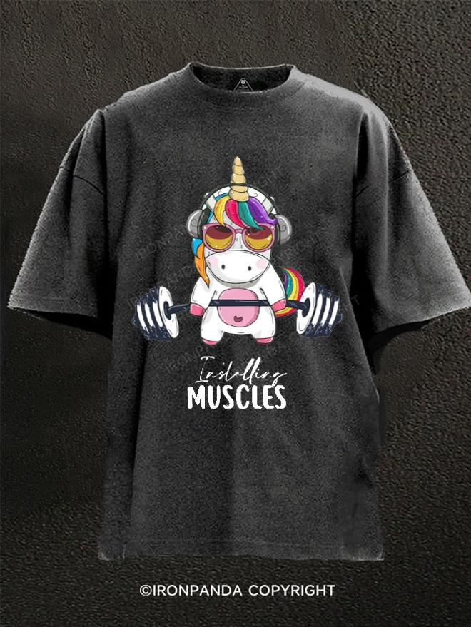 Muscular Unicorn Washed Gym Shirt