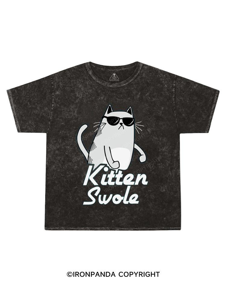 kitten swole Kids Washed T-Shirt