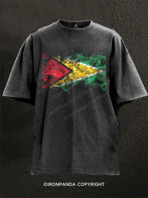 Guyana smoke flag Washed Gym Shirt