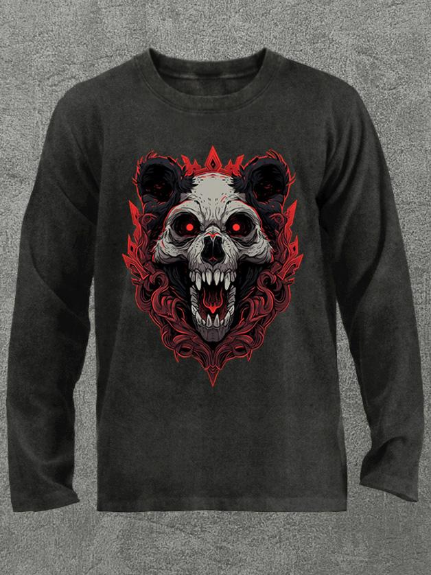 fierce panda skull Washed Gym Long Sleeve Shirt
