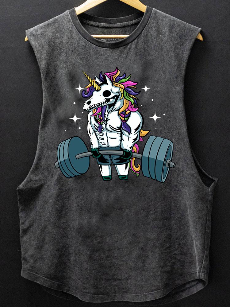 WEIGHTLIFTING SKELETON UNICORN SCOOP BOTTOM COTTON TANK