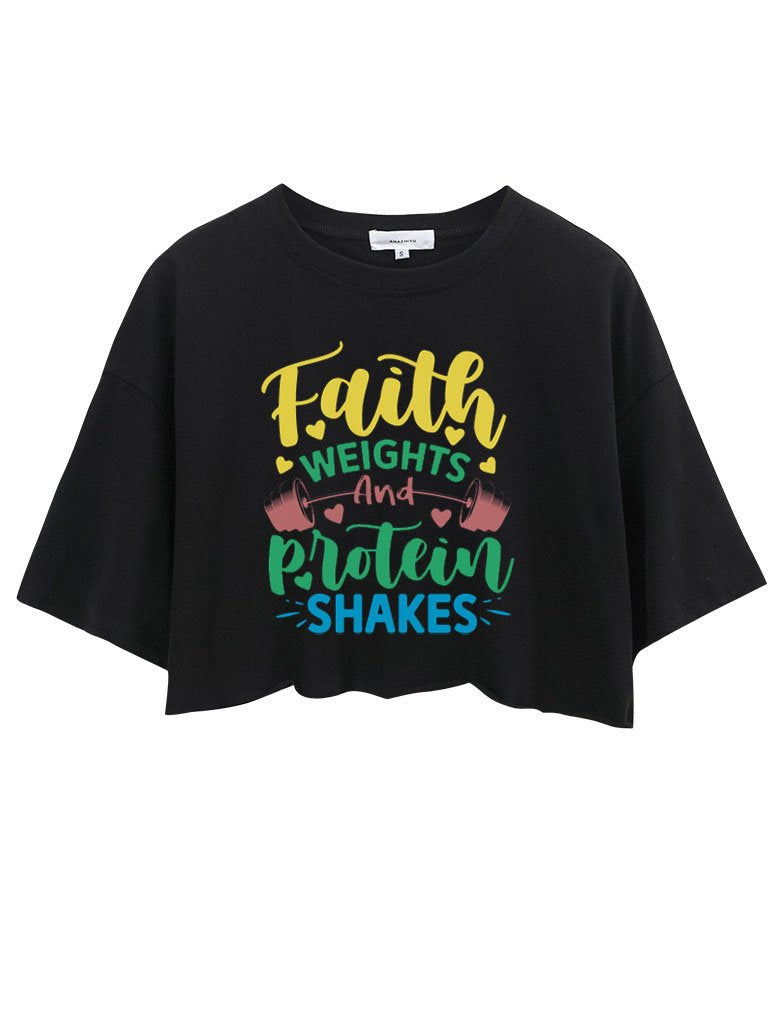 FAITH WEIGHTS AND PROTEIN SHAKES CROP TOPS