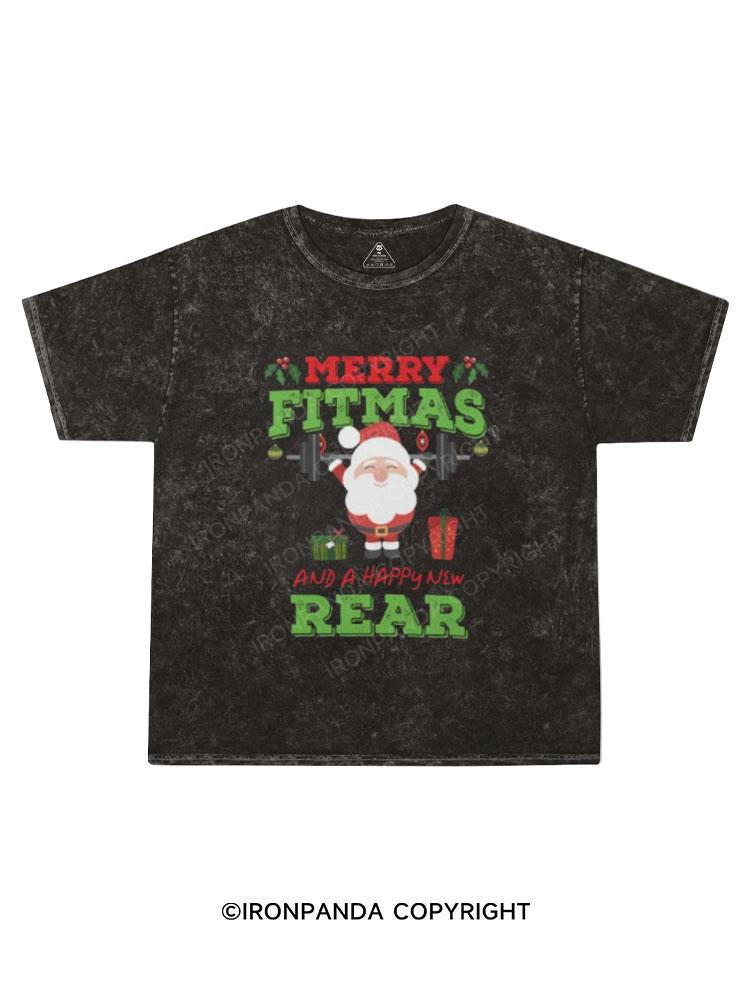 Merry Fitmas And A Happy New Rear Kids Washed T-Shirt