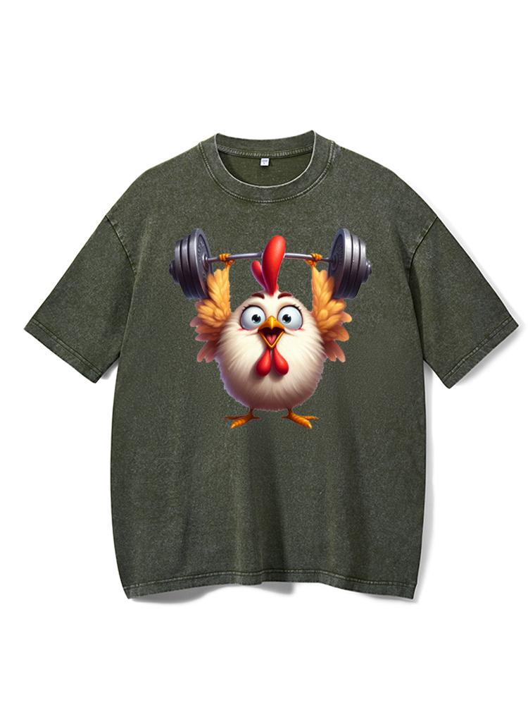 Eggbert Chicken Washed Gym Shirt