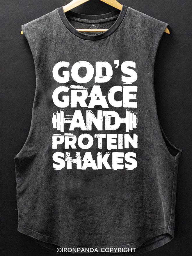 god's grace and protein shake SCOOP BOTTOM COTTON TANK