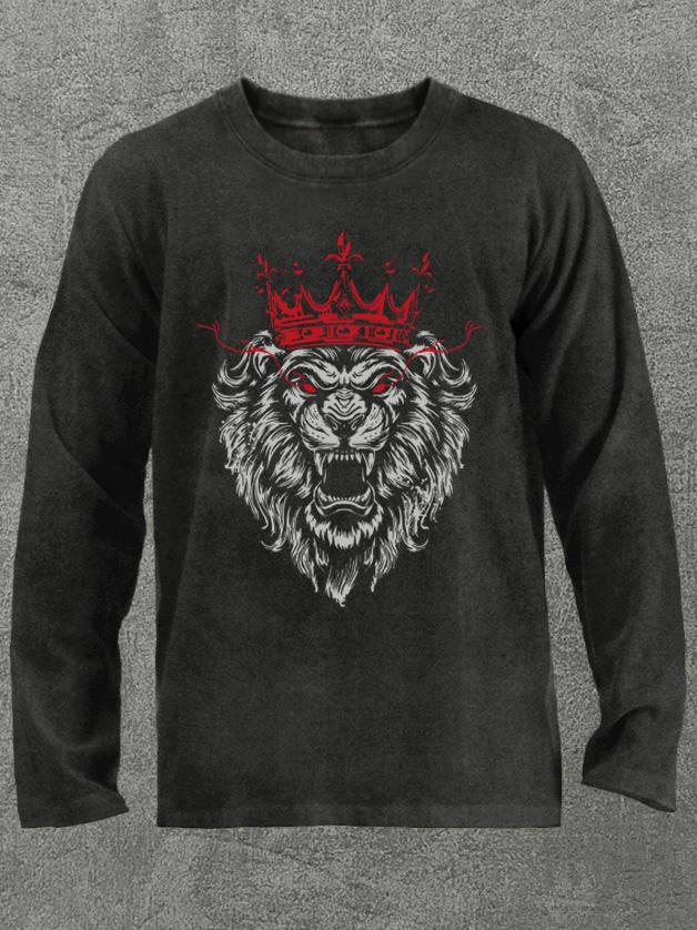 lion king Washed Gym Long Sleeve Shirt