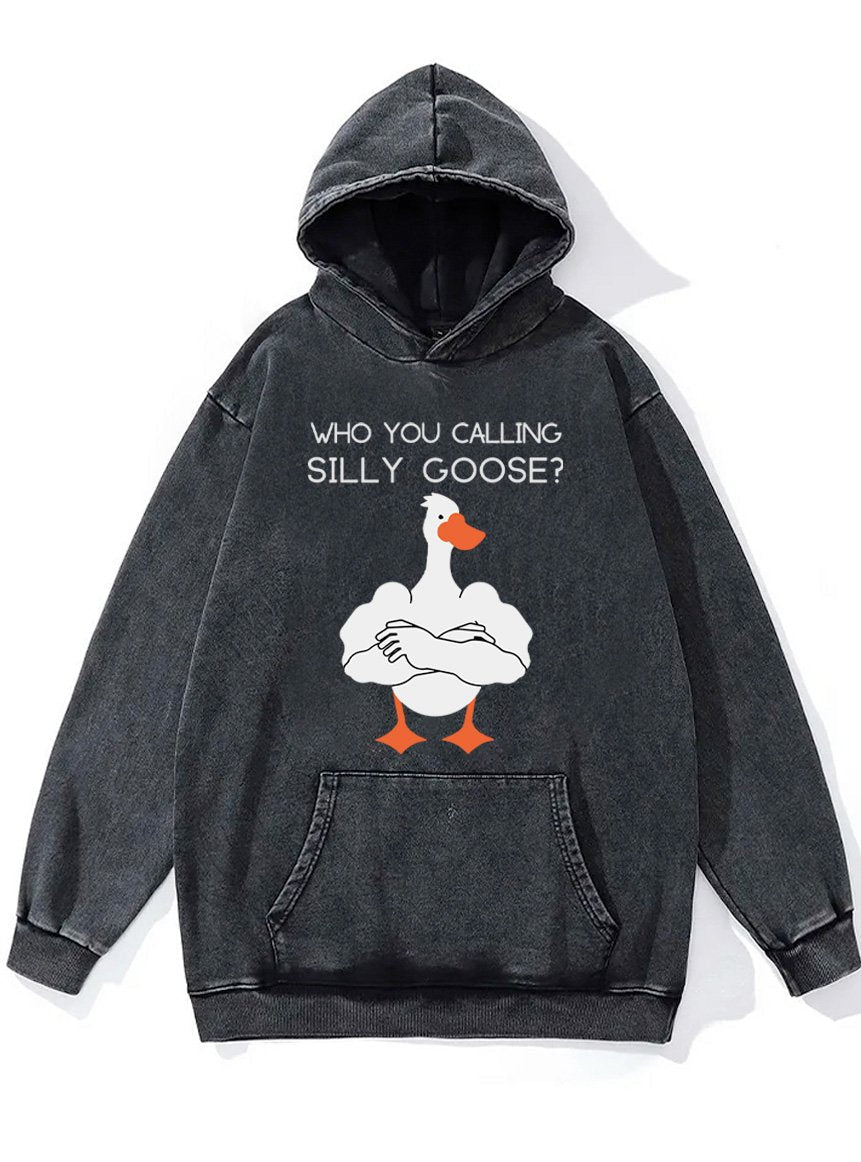 who you calling silly goose Washed Gym Hoodie