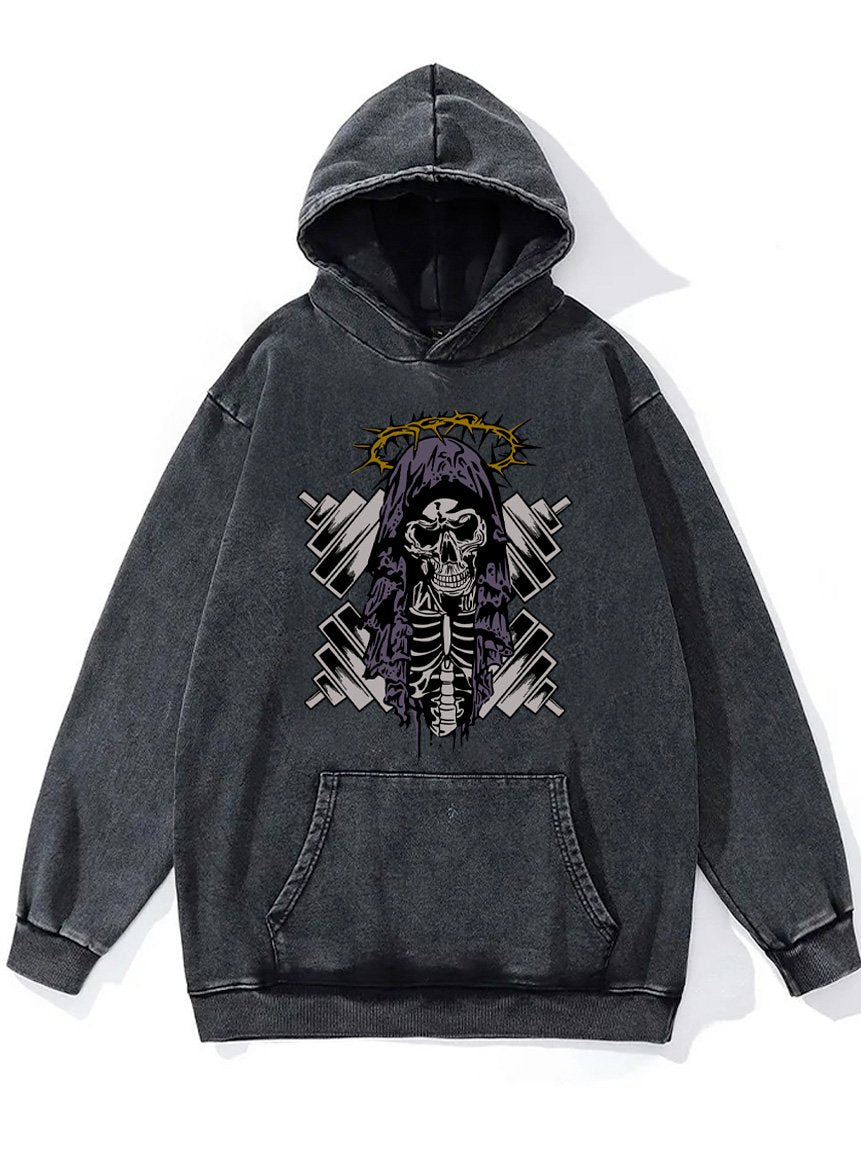 ENDEAVOR skeleton barbell Washed Gym Hoodie