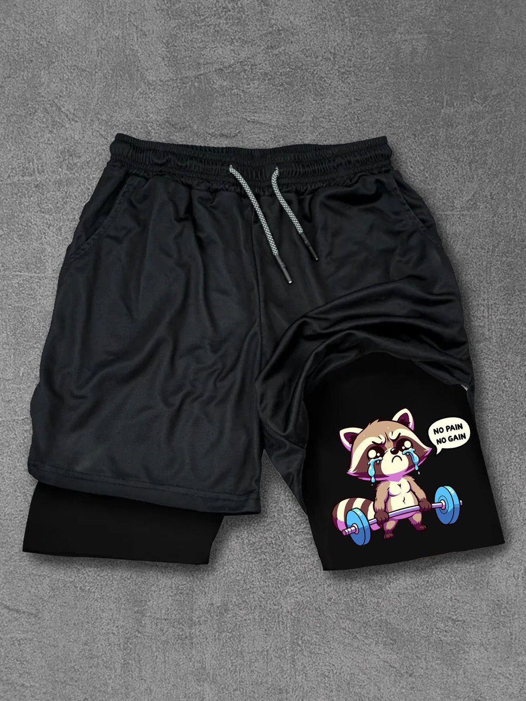 no pain no gain workout raccoon Performance Training Shorts