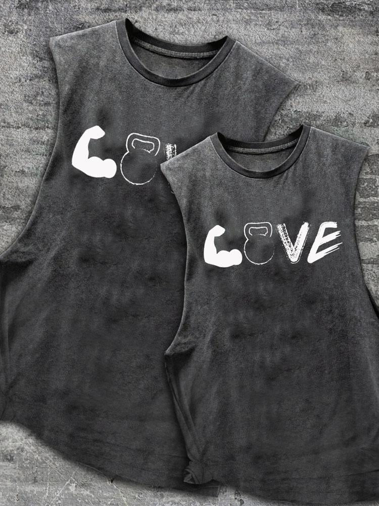 LOVE Scoop Bottom Cotton Matching Gym Tank