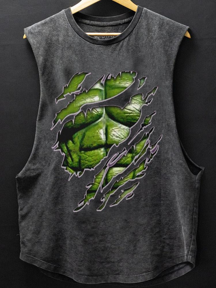 Green Abs Scoop Bottom Cotton Tank