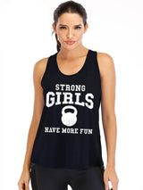 STRONG GIRLS HAVE MORE FUN Loose fit cotton  Gym Tank