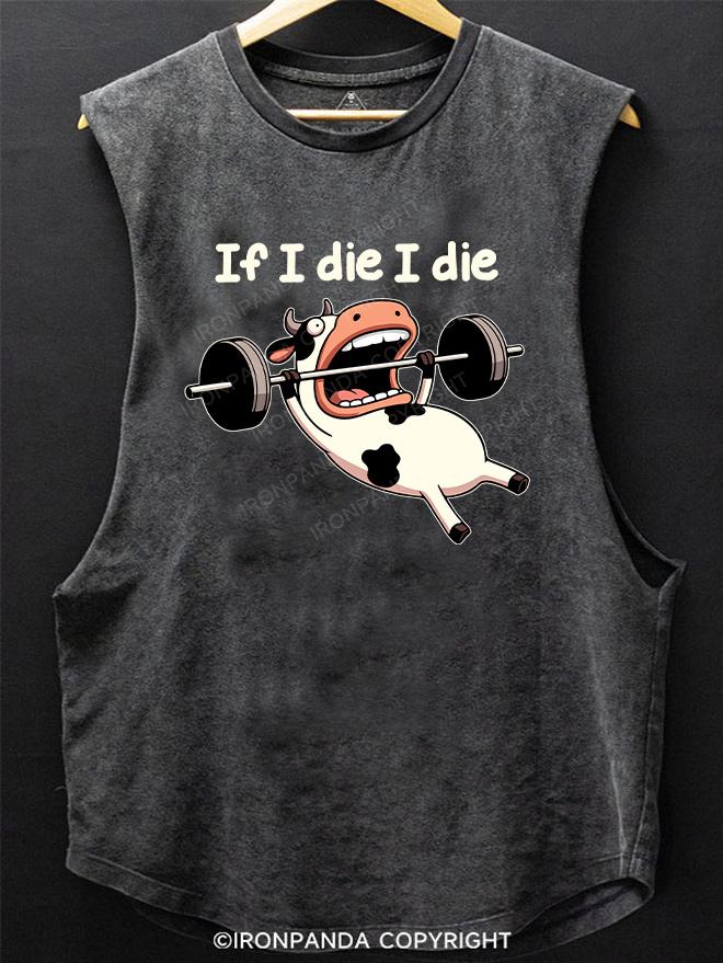 if i die i die cow SCOOP BOTTOM COTTON TANK