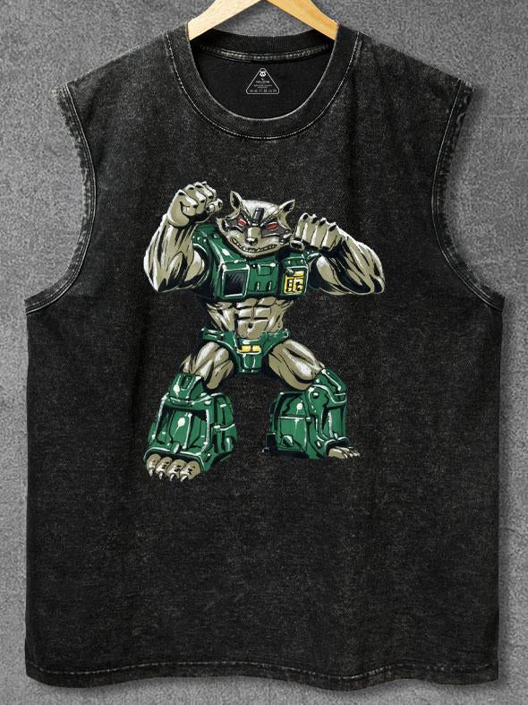 muscular raccoon Washed Gym Tank
