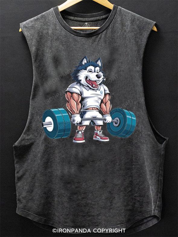 Muscular Husky Weightlifting SCOOP BOTTOM COTTON TANK
