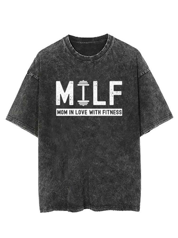 MILF Mom In Love With Fitness Vintage Gym Shirt