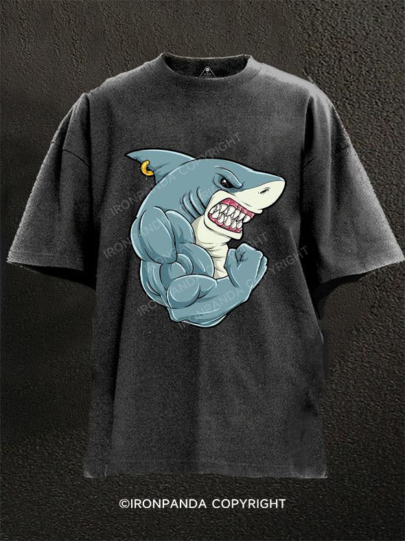 Muscles Shark Washed Gym Shirt