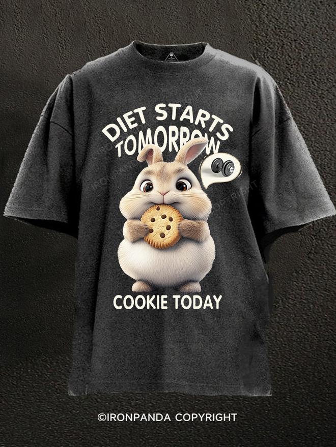 diet starts tomorrow cookie today rabbit Washed Gym Shirt