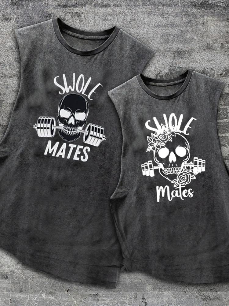 Swole Mates Scoop Bottom Cotton Matching Gym Tank