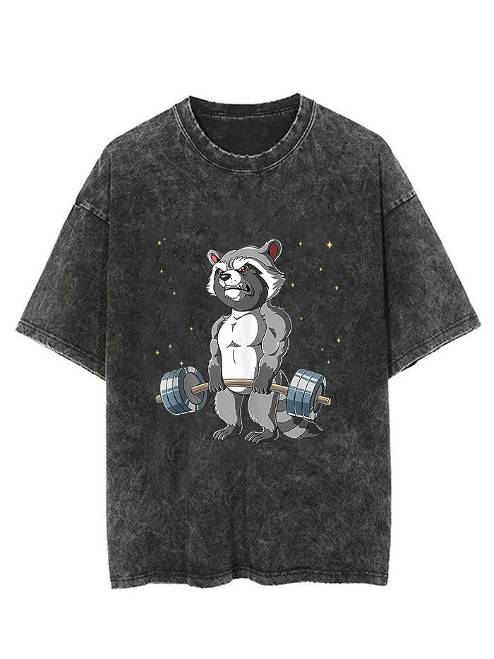 Raccoon Gym Weight Vintage Gym Shirt