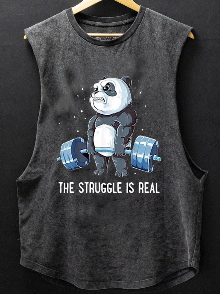 Panda The Struggle Is Real Weightlifting SCOOP BOTTOM COTTON TANK