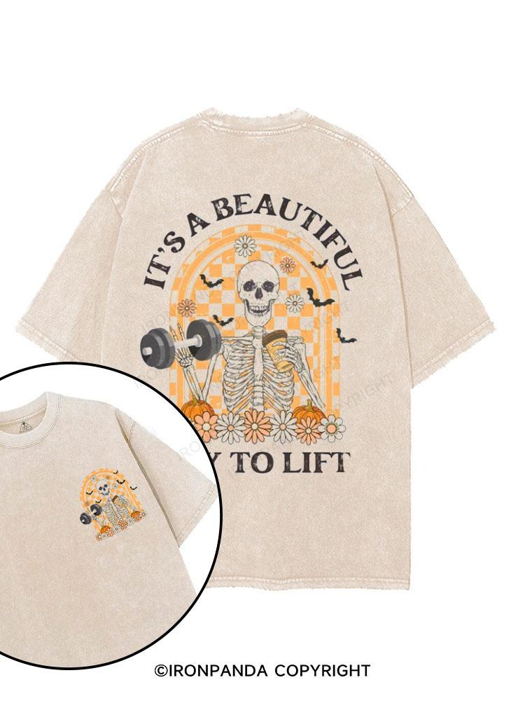 IT'S A BEAUTIFUL DAY TO LIFT printed Gym Shirt