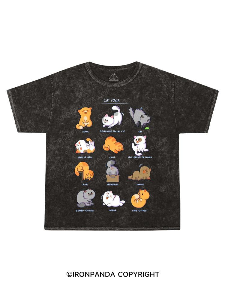 CAT YOGA Kids Washed T-Shirt