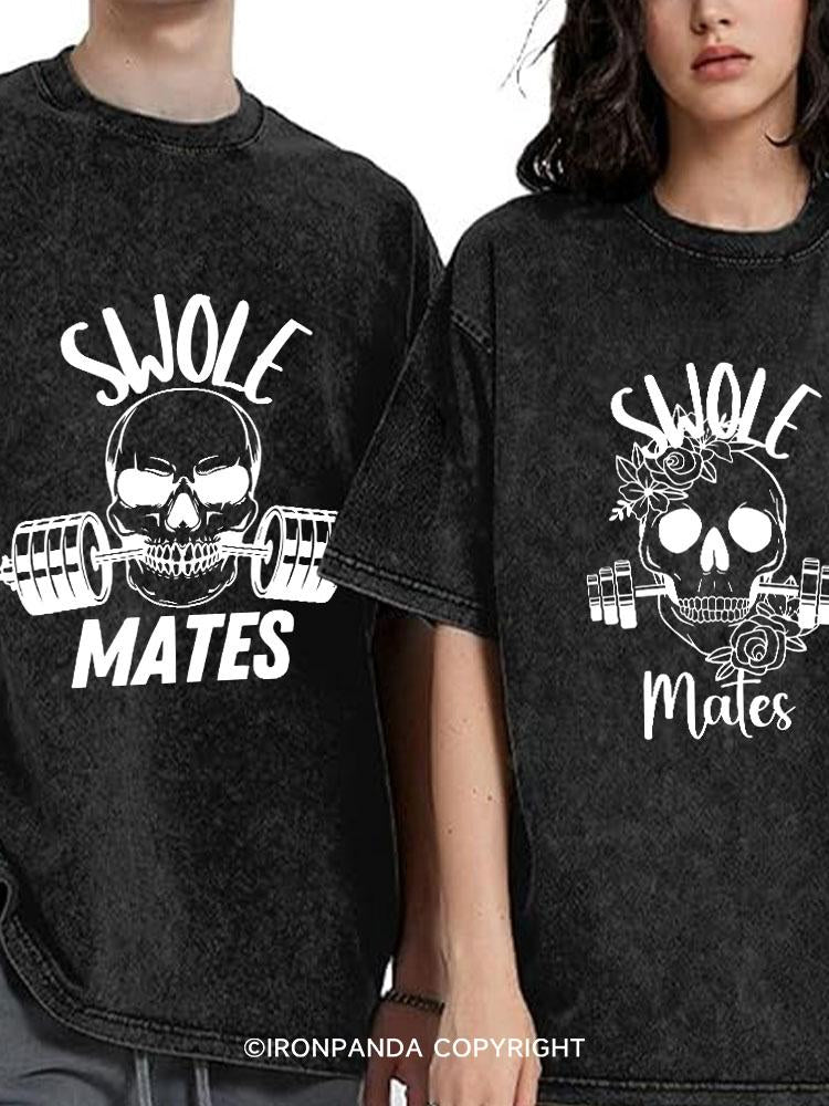 SWOLE & MATES Washed Matching Couple Gym Shirt