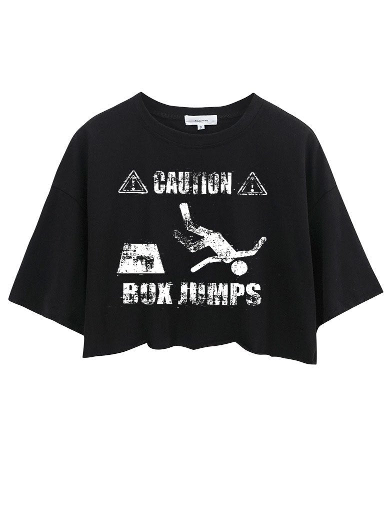 Caution Box Jumps Crop Tops