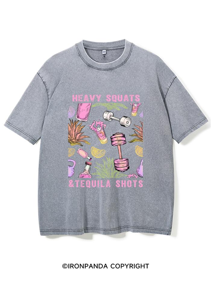 HEAVY SQUATS & TEQUILA SHOTS VINTAGE GYM SHIRT