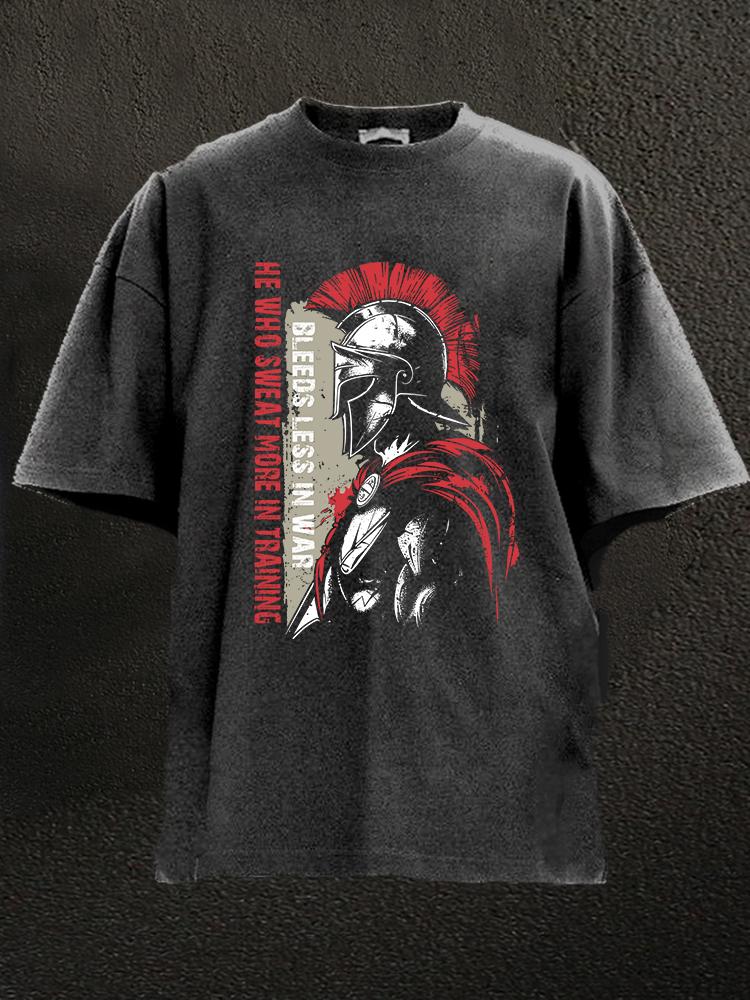 sweat more in training bleeds less in war Washed Gym Shirt