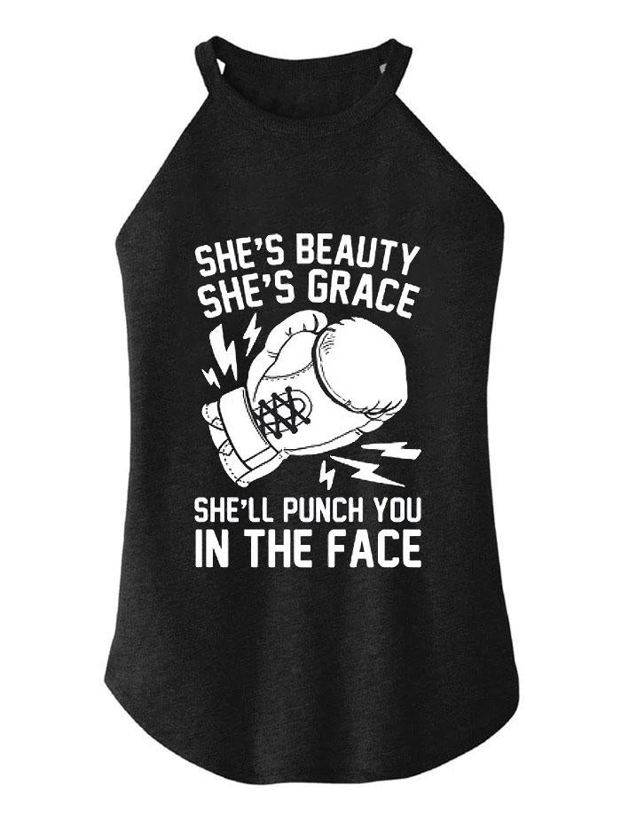 She's Beauty She's Grace TRI ROCKER COTTON TANK