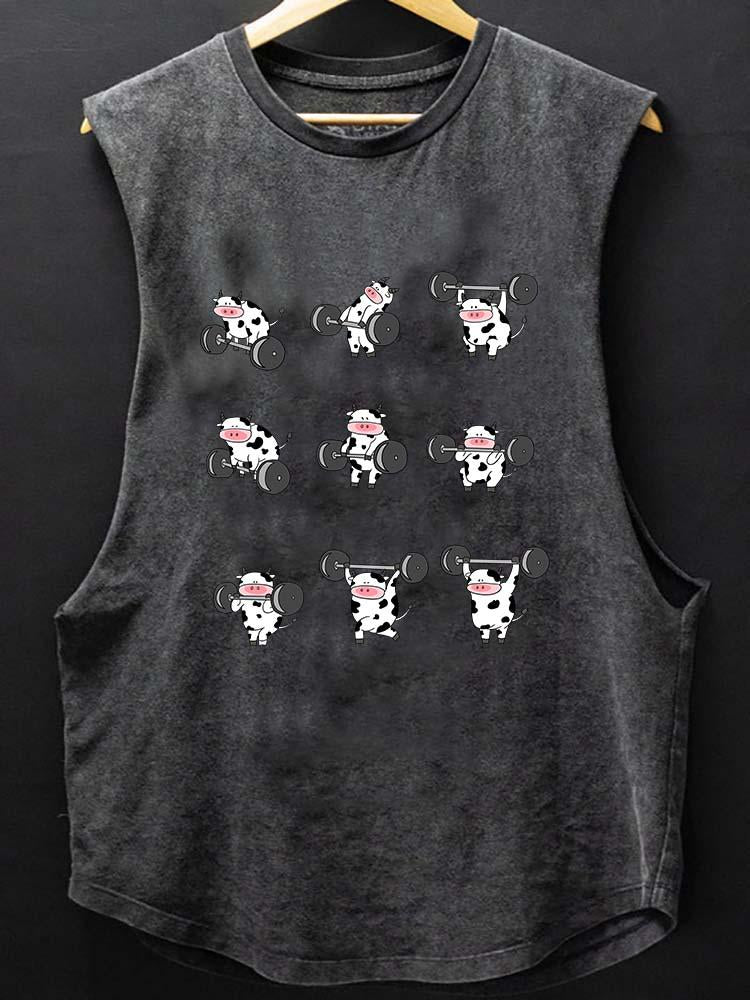COW WEIGHTLIFTING SCOOP BOTTOM COTTON TANK