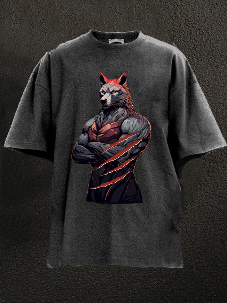muscle wolf Washed Gym Shirt