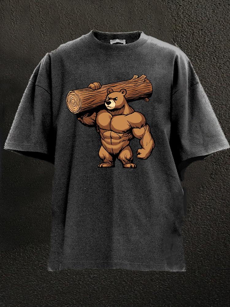 bear lift heavy Washed Gym Shirt