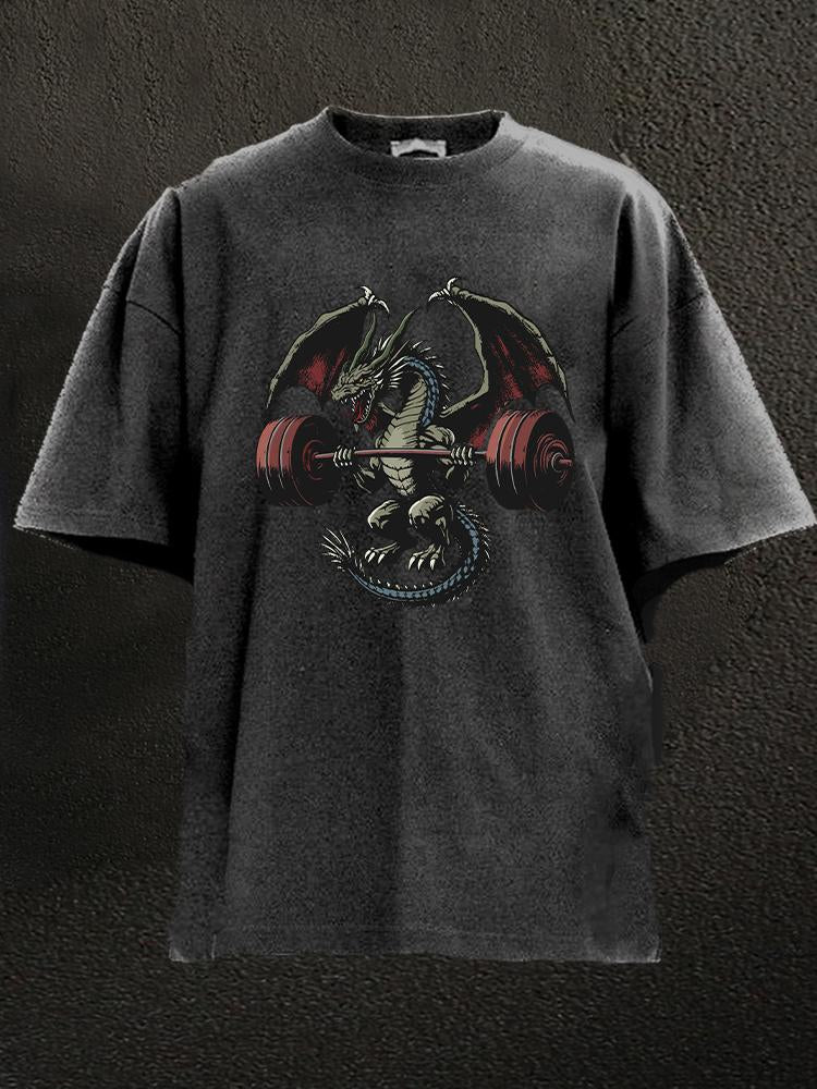 deadlift dragon Washed Gym Shirt