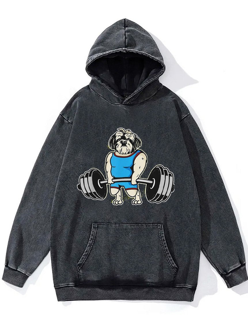 deadlift Pekingese dog Washed Gym Hoodie