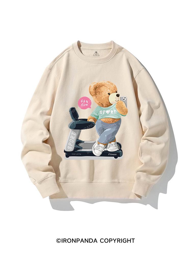 bear doll selfie on treadmill CREWNECK Sweatshirt