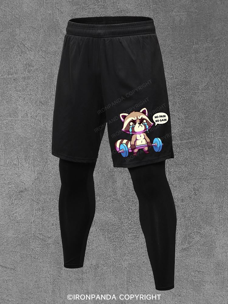 no pain no gain workout raccoon Performance Training Pants